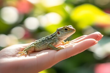 Lizard hand garden sunny nature