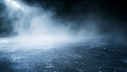 Mysterious Ice Rink Background with Fog and Smoke | Atmospheric Winter Scene
