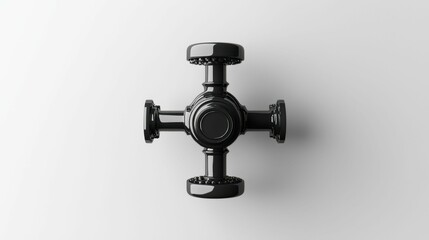 Fototapeta premium Black Industrial Pipe Fitting Isolated on a White Background