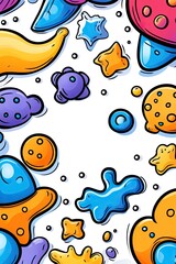 Naklejka premium Colorful abstract doodle pattern with a white background.