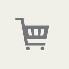 Black single shopping cart icon, simple ecommence flat design vector pictogram, interface elements for app logo web button ui ux isolated on white background