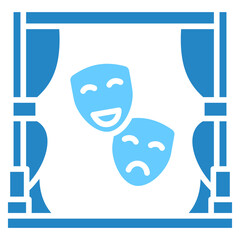 Drama dual tone blue color, mini illustration icon. use for modern concept, print, UI, UX kit, web and app development. Vector EPS 10, related to entertainment, festival, funfair and hobbies.