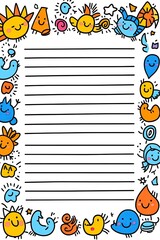 Fototapeta premium Colorful Doodle Border Lined Paper.