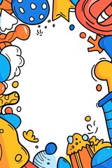 Colorful doodle border with copy space.