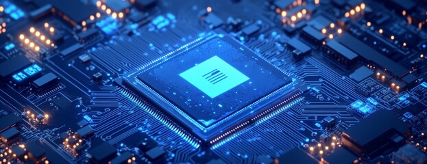 Fototapeta premium Closeup CPU on Circuit Board Technology
