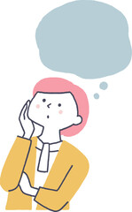 考え事をする若い女性