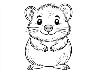 Obraz premium A Whimsical Hamster Illustration: A charming, adorable hamster illustrated with clean lines and a playful expression. Perfect for children's books, educational materials, and animal-themed designs.
