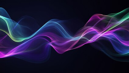 Abstract colorful wavy lines on dark background