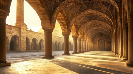 Fototapeta premium Serene Architecture in Historic Building with Intricate Arches