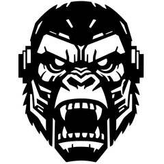 Silhouette of angry gorilla robot head © Breck