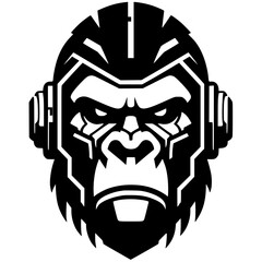 Silhouette of a gorilla robot head © Breck
