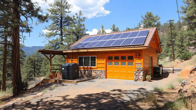 A well-organized renewable energy setup featuring a charge controller, deep-cycle batteries, and an inverter, ensuring a steady flow of electricity.