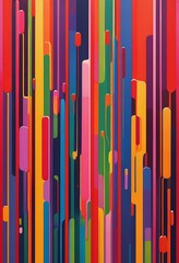 Vibrant Vertical Cascade, A Multicolored Abstract Design with Fluid Forms