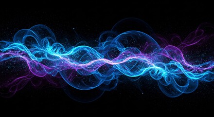 Obraz premium Abstract futuristic waveforms with glowing blue and purple light effects