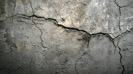 Cracked Gray Wall Texture with Detail of Weathered Surface