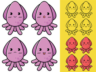 Funny Squid Clipart Set
