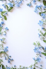 Naklejka premium Delicate Blue Flowers Frame with White Background for Design Use