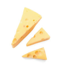 Tasty Swiss cheese isolated on white background