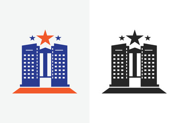 Hotel silhouette vector illustration on white background