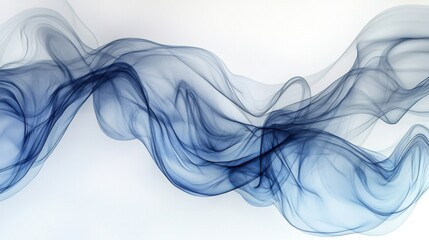 Elegant Flowing Blue Smoke Waves on a Soft White Background for Abstract Art and Design Projects