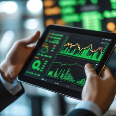 Fototapeta premium Analyzing financial trends using data visualization tools office setting digital content professional environment close-up view business insights