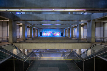 Underground interior of the terreiro do paço metro station in lisbon-Portugal.