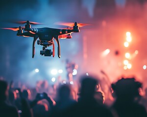 Drone filming concert crowd