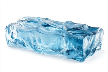 Crystal Clear Blue Ice Block with Textured Surface for Decoration