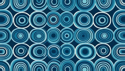 Hypnotic Blue Circular Rings, A Retro-Inspired Seamless Pattern