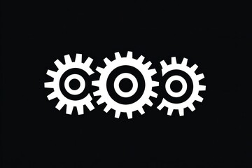 White Gears on Black Background for Industrial and Mechanical Themes