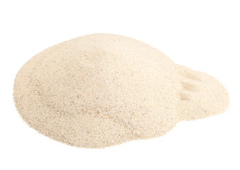 Heap of light beach sand on white background
