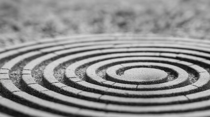Obraz premium Abstract geometric design featuring circular ripples in monochrome 