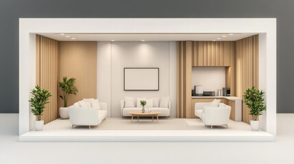 Modern lounge with plush seating and minimalist decor