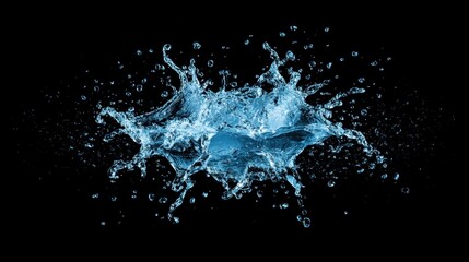 A striking image of a splash of water, showcasing dynamic movement and vibrant blue tones against a black background.
