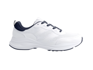 White shoe with bold black and purple sole, perfect blend of style comfort stylish
