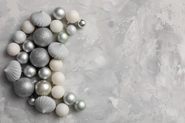 Christmas balls on grey background
