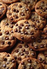 Fototapeta premium Freshly Baked Chocolate Chip Cookies Piled Together on Surface