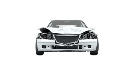 Closeup of a car with broken front bumper, damage, repair and automotive issues