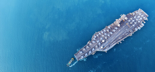 Nuclear war ship, Navy ship, Military navy. nuclear carrier running in the ocean. Military navy...