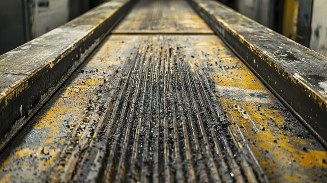 Industrial Production Area with Dirty Conveyor Belt Surface