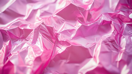 Fototapeta premium Pink crumpled foil texture background