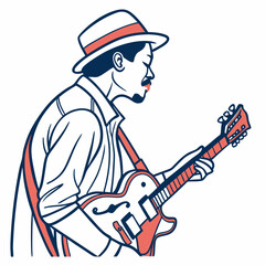 guitar man silhouette vector illustration
