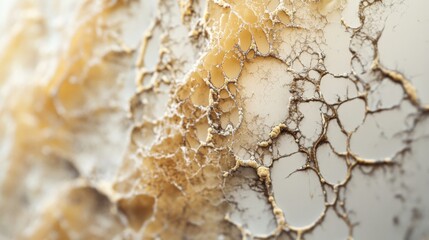 Aging cells studied under magnification in a lab. Featuring the molecular breakdown of cells