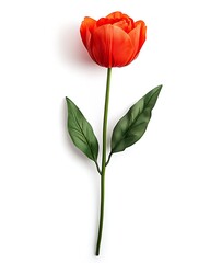 Obraz premium Isolated orange tulip on white background