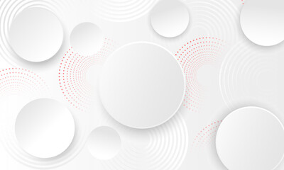 Gray background with abstract white glowing geometric lines.  Circle lines pattern. Digital technology  background design.  An abstract composition of dynamic shapes. red dot .Vector illustration.