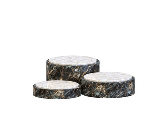 Black Marble podium 3d for product presentation in transparent background