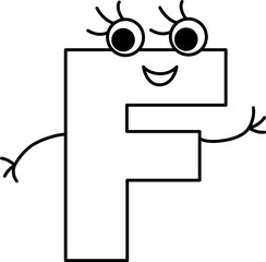 capital smiling letter F with eyes waving hand