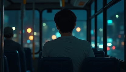 労働を終えて疲れた顔で帰路に着く人。寂しい。暗い。労働者。