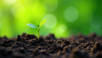 Thick roots and leafy stems of healthy plants breaking through the ground, leafy greens, thriving, garden