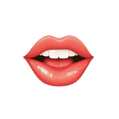 Glossy red lips with hint of white teeth, exuding allure and charm